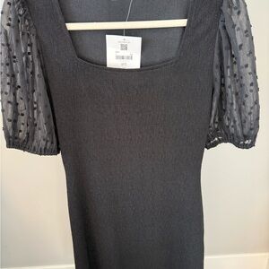 Altar'd State Black Dress with Sheer Sleeves